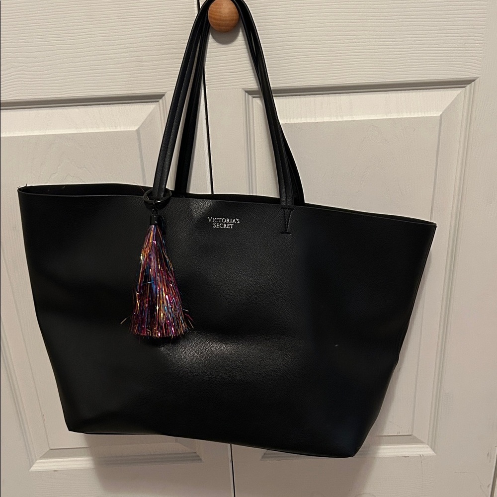 Victoria's Secret Black Tote with Colorful Tassel